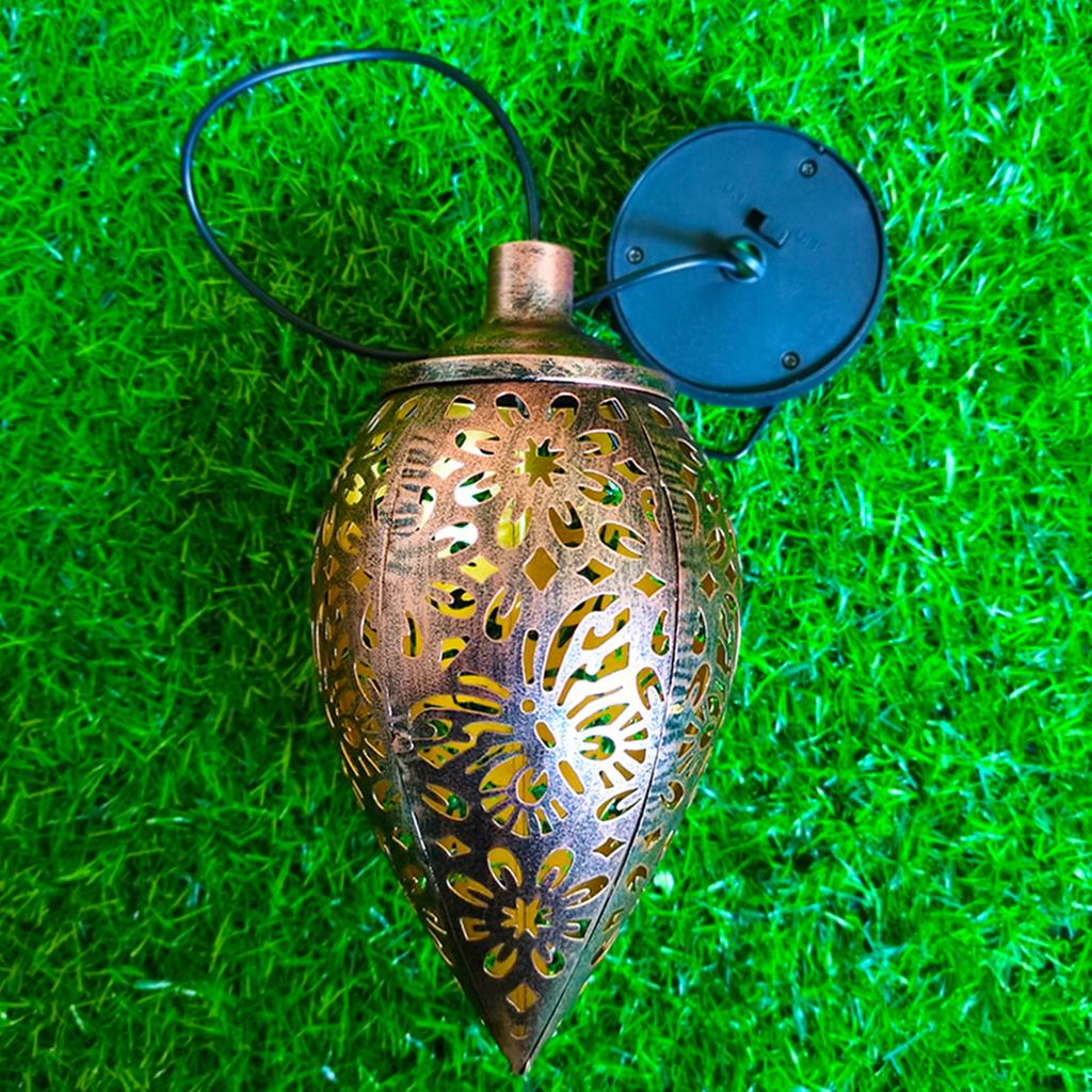 Outdoor Solar Lights Iron Garden Pendant Hollow Out Cone Light Metal Butterfly Hanging Lanterns