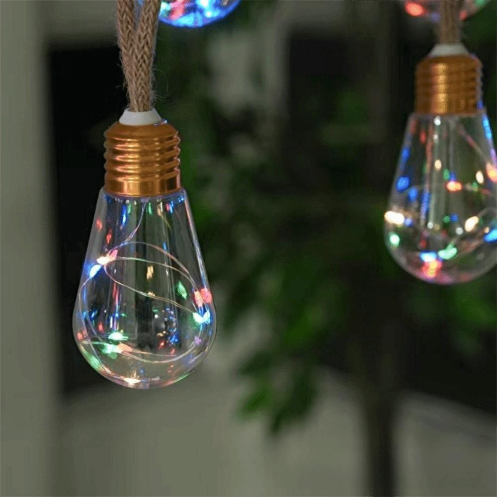 10/16 LED Solar String Light Bulbs with Hemp Rope Bulb String Light Party Decor
