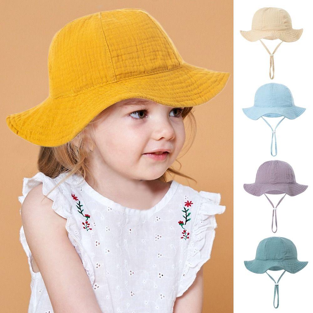 Boys Girls Cute Cartoon Baby Sun Cap Kids Bucket Hat Beach Hat Panama Cap
