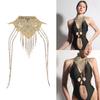 Layered Sexy Golden Necklace for Woman Nightclub Metal Long Tassels Decors Chain Nightclub Dance Body Accessories