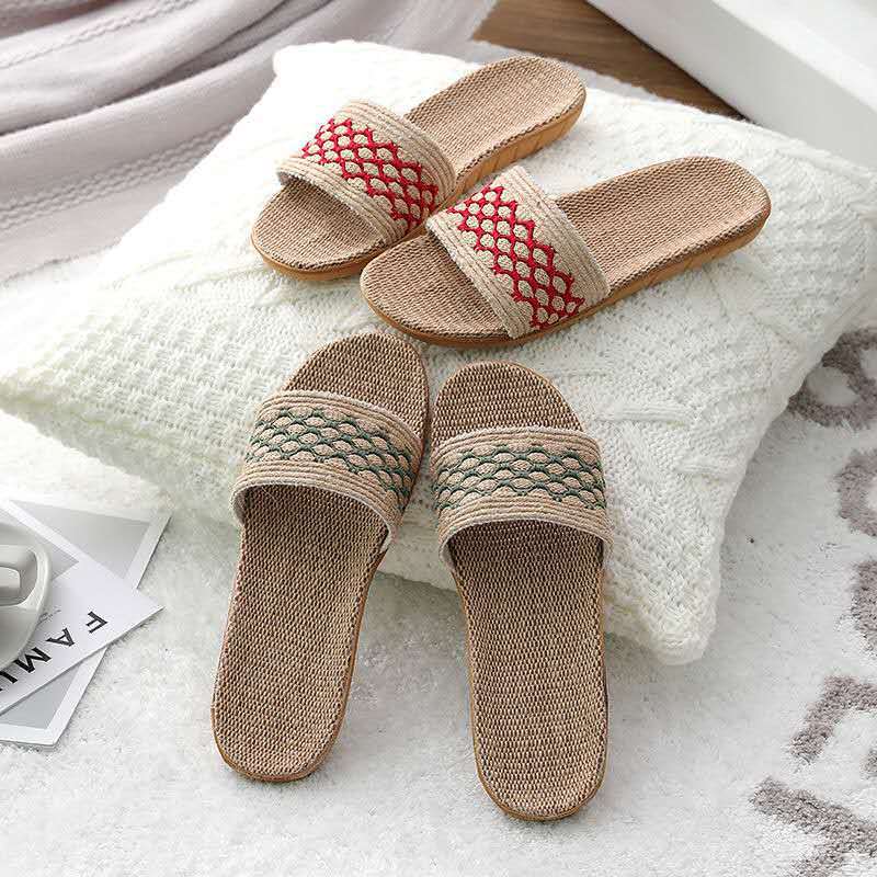 New Summer Women's Woven Linen Slippers