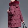 Middle Age Woman Winter Coats Hooded Faux Fur Collar Casual Thick Warm Long Parkas Women's Jackets