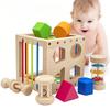 JUYEE Educational Shape Matching Cube for Ages and Baby Montessori Wooden Shape Matching Puzzle for Boys and Early and Spatial Birthday Ranking Toy,