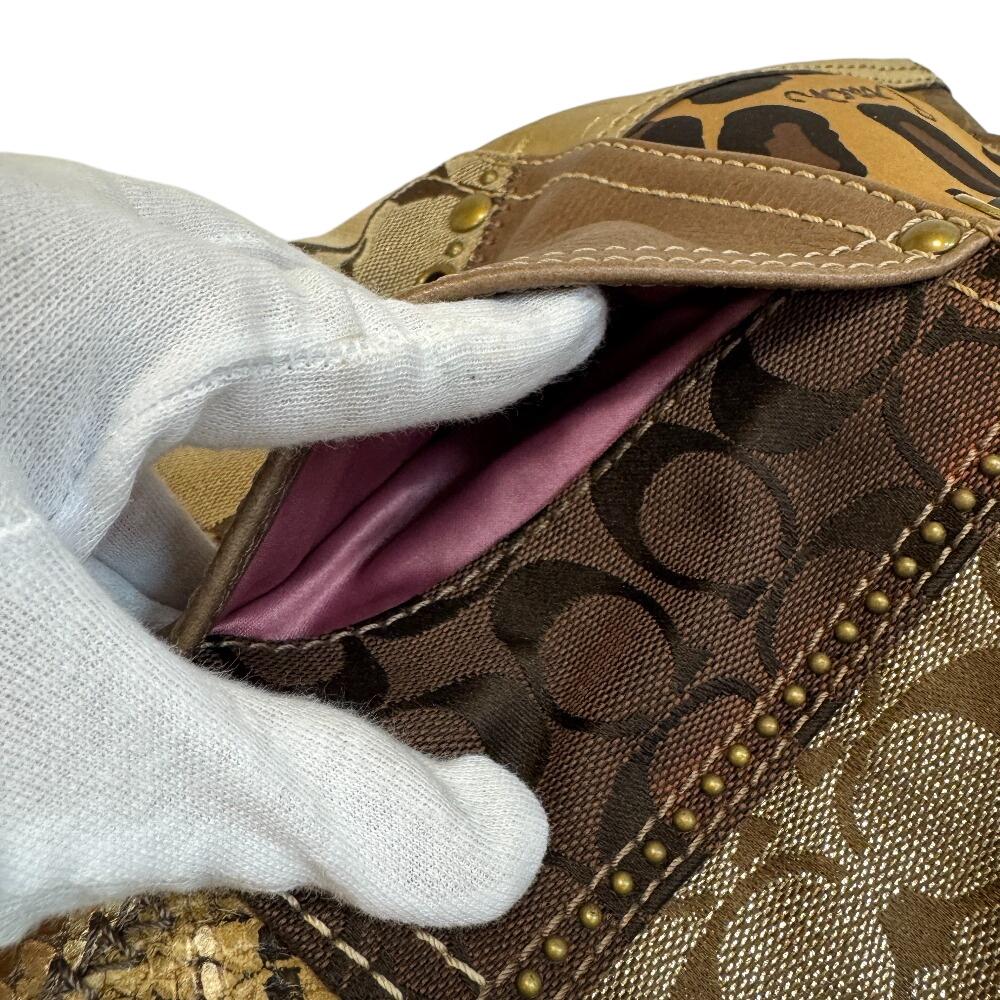 Coach 12899 Пэчворк Холст Питон Сумка-тоут Коричневый Питон Б/У