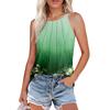 Womens Summer Tank Tops Pleated O Neck Printing Casual Top Tank Tops For Women Loose Fit Sleeveless Shirts