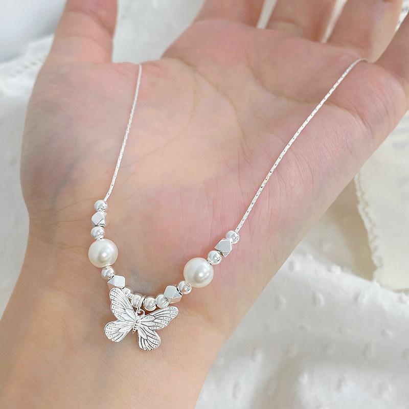 Новое китайское ожерелье с бабочкой из жемчуга для женщин Ins Light Luxury High-end Design Sense Clavicle Chain