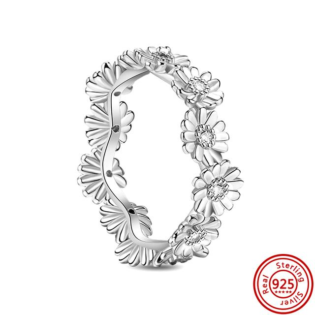 Новое весеннее кольцо с цветочным бантом и перьями, Корона клевера, сверкающее стерлинговое серебро 925 пробы, круглое кольцо, женское оригинальное европейское ювелирное украшение