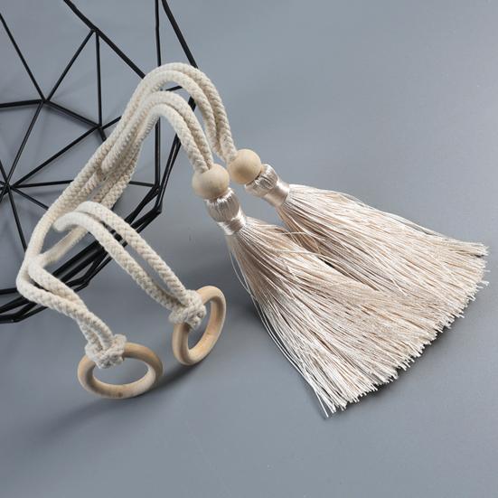 Ремень для штор из натурального дерева с кисточкой и кольцом-кисточкой Декоративные держатели для штор в гостиную Домашний декор