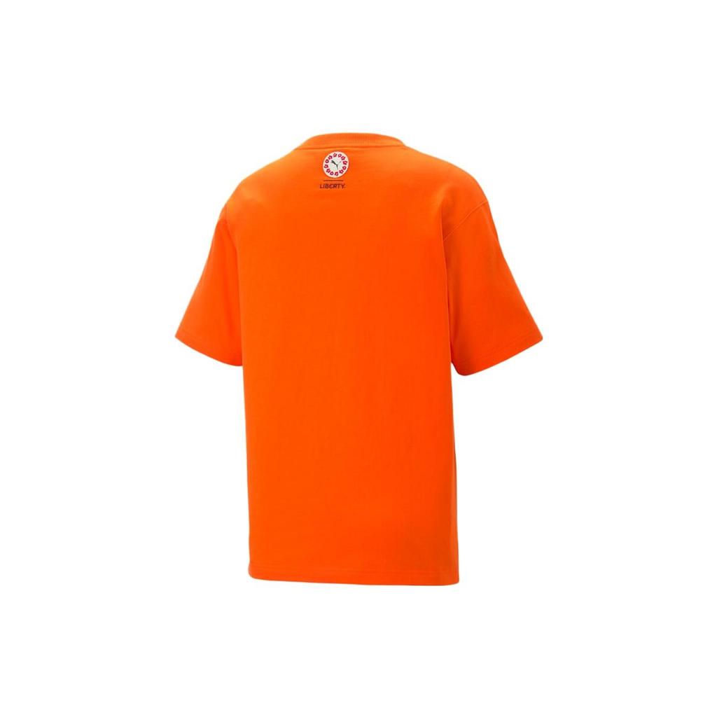 PUMA X Liberty SS23 T Shirts Women's Orange Crew Neck Moderate Straight Fit 539829-23