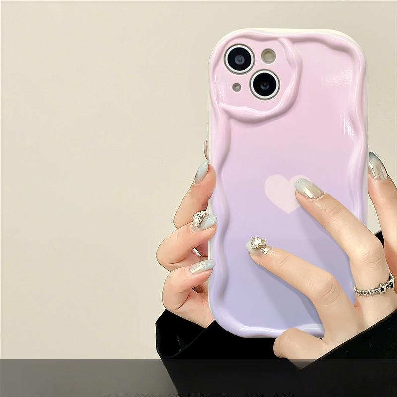 Applicable To Apple 14 Mobile Phone Case IPhone 13pro Simple Gradient Love Stand 11/12mini Full Cover Anti-fall