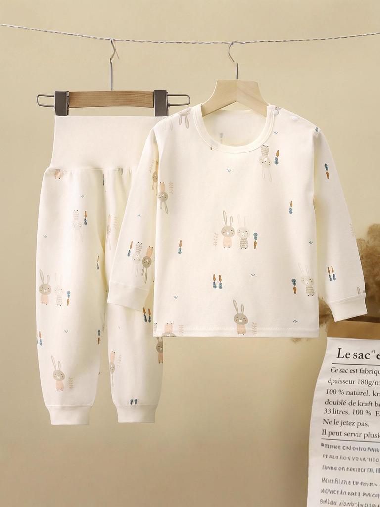 Детский и Малышовый Хлопковый Антибактериальный Комплект Нижнего Белья с Завышенной Талией для Мальчиков и Девочек 0-5 лет - Осенняя Одежда и Брюки