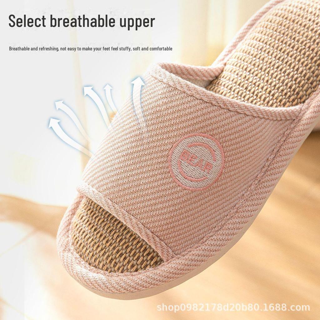 Women's Four-Season Linen Slippers: Silent, Sweat-Absorbent, Non-Slip for Indoor Use