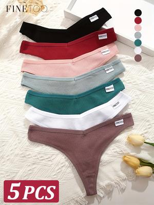 5 шт. женские хлопковые вафельные трусики-стринги женские мягкие стринги женские S-XL с низкой посадкой Т-образные трусики бикини нижнее белье 2024