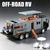1:Модель-игрушка RV для бездорожья в масштабе 1:18, Звук, Свет, Открывающиеся Двери, Металлический Корпус, Складное Зеркало Заднего Вида, Игрушки для Хобби, Украшения