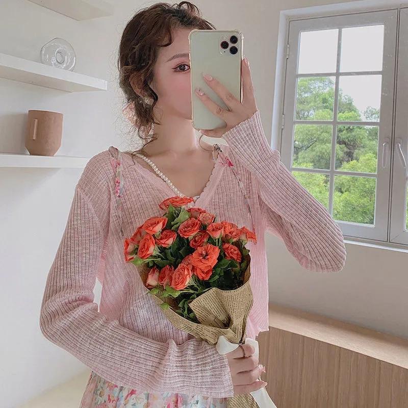 Shrugs Women Candy Color Sweet All-match Cape Elegant Long Sleeve Bolero Sun Shading Cardigan Cropped Shawls Chic Outwear
