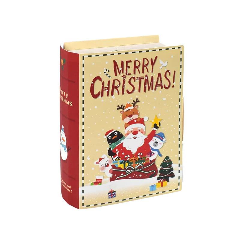 5Pcs Merry Christmas Candy Boxes Creative Book Shape Xmas Gift Packing Box Bag Party Cookie Box Navidad New Year Gift For Kids