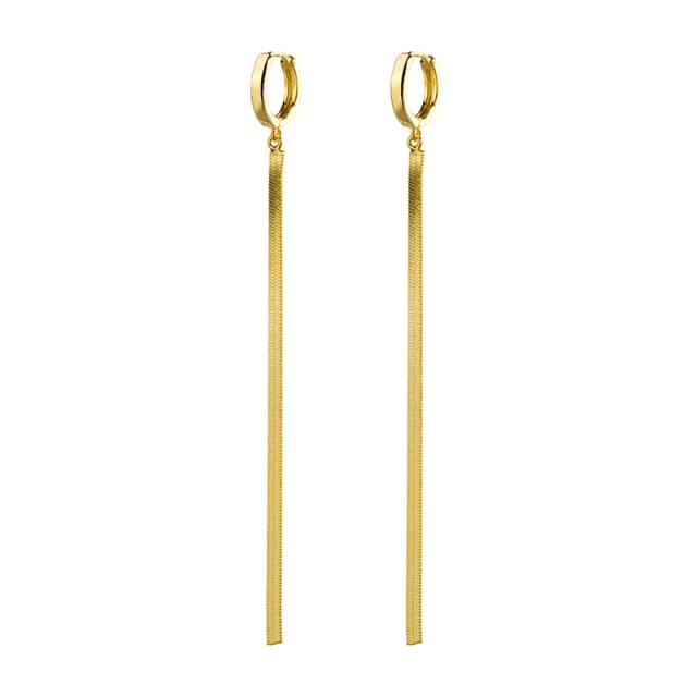 CANNER 100% Real 925 Sterling Silver Hoop Earrings For Women Simple Flat Snake Chain Tassel Piercing Earring Jewelry Pendientes