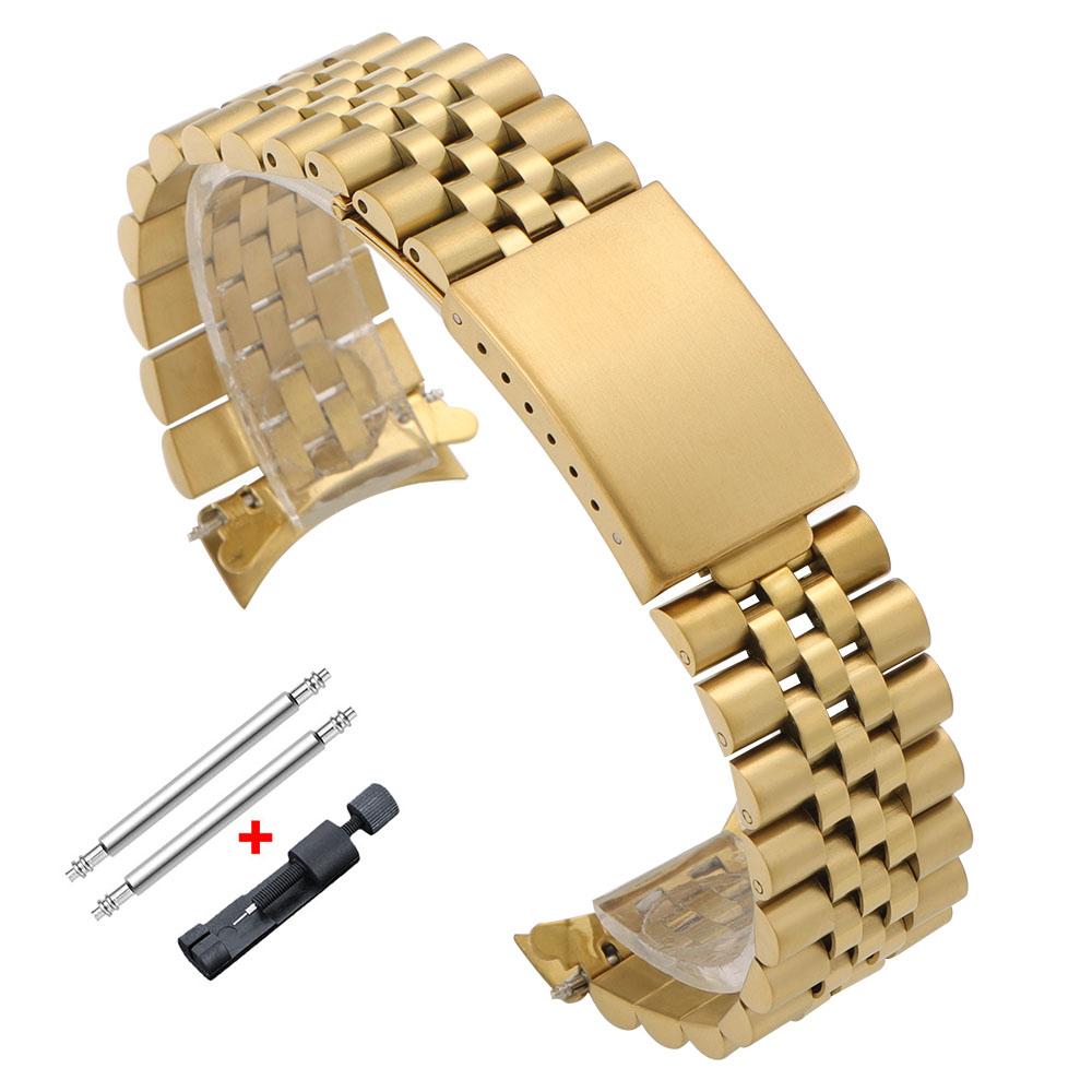 Curved End Metal Strap 18mm 19mm 20mm 21mm for Rolex DATEJUST Watchbands Men Solid Stainless Steel Watch Bracelet Accessories