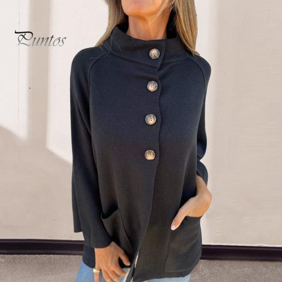 Зимняя женская трикотажная куртка с воротником-лацканом, однобортный кардиган с длинными рукавами, верхняя одежда с карманами, теплое, сохраняющее тепло пальто для поездок на работу