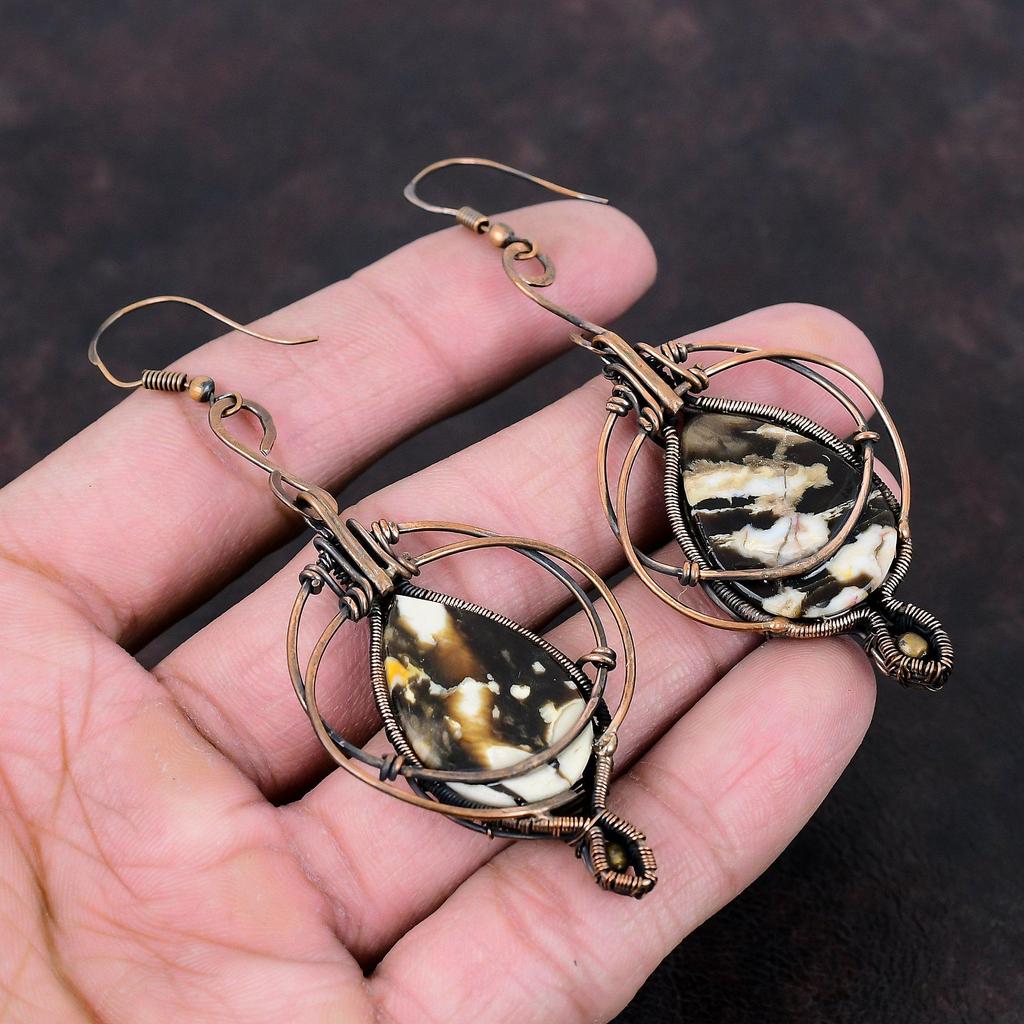 Серьги из арахисового дерева, серьги из яшмы, серьги из медной проволоки, драгоценный камень, ювелирные изделия ручной работы, подарок для женщин, новые серьги, ювелирные изделия из медной проволоки