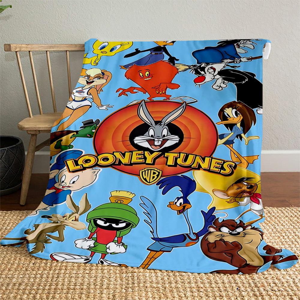 1 шт. Пледы из фланели Looney Tunes для улицы, мягкий плюшевый декор для пикников, кемпинга, спальни, игровой комнаты или перерыва на обедn1197A