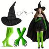 3pcs Glasses and Gloves Witch Cos Hat Kit Halloween Costume Headgear Party Role Play Cap  for Adults