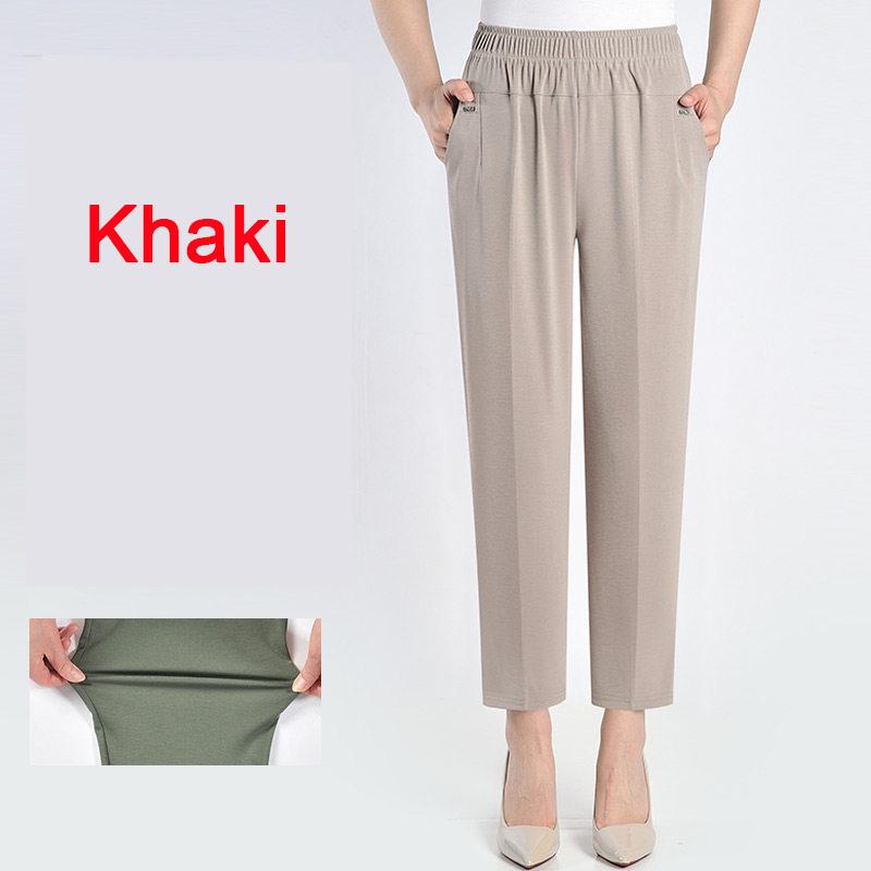 XL-8XL летние брюки для мам из ледяного шелка, брюки для пожилых женщин, свободные брюки для бабушки, большие