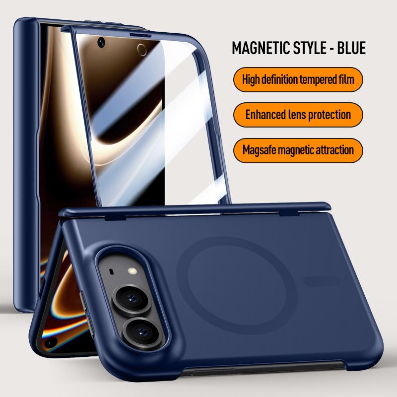For Magsafe Case For iPhone Ultra 5G Ultra-Thin Matte Magnetic Wireless Charging Hinge With Tempered Film Shockproof Back Cover