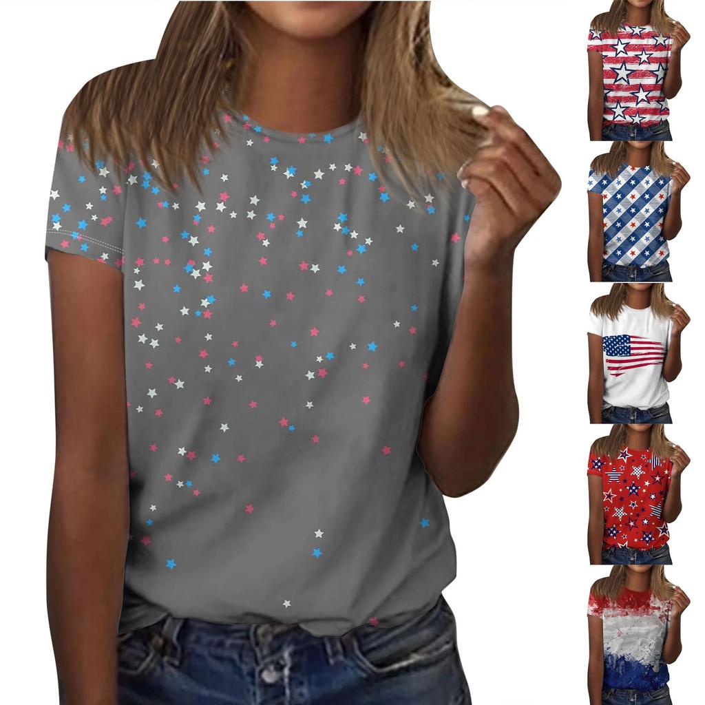Women's Casual  Independence Day Print  Short Sleeve Top
