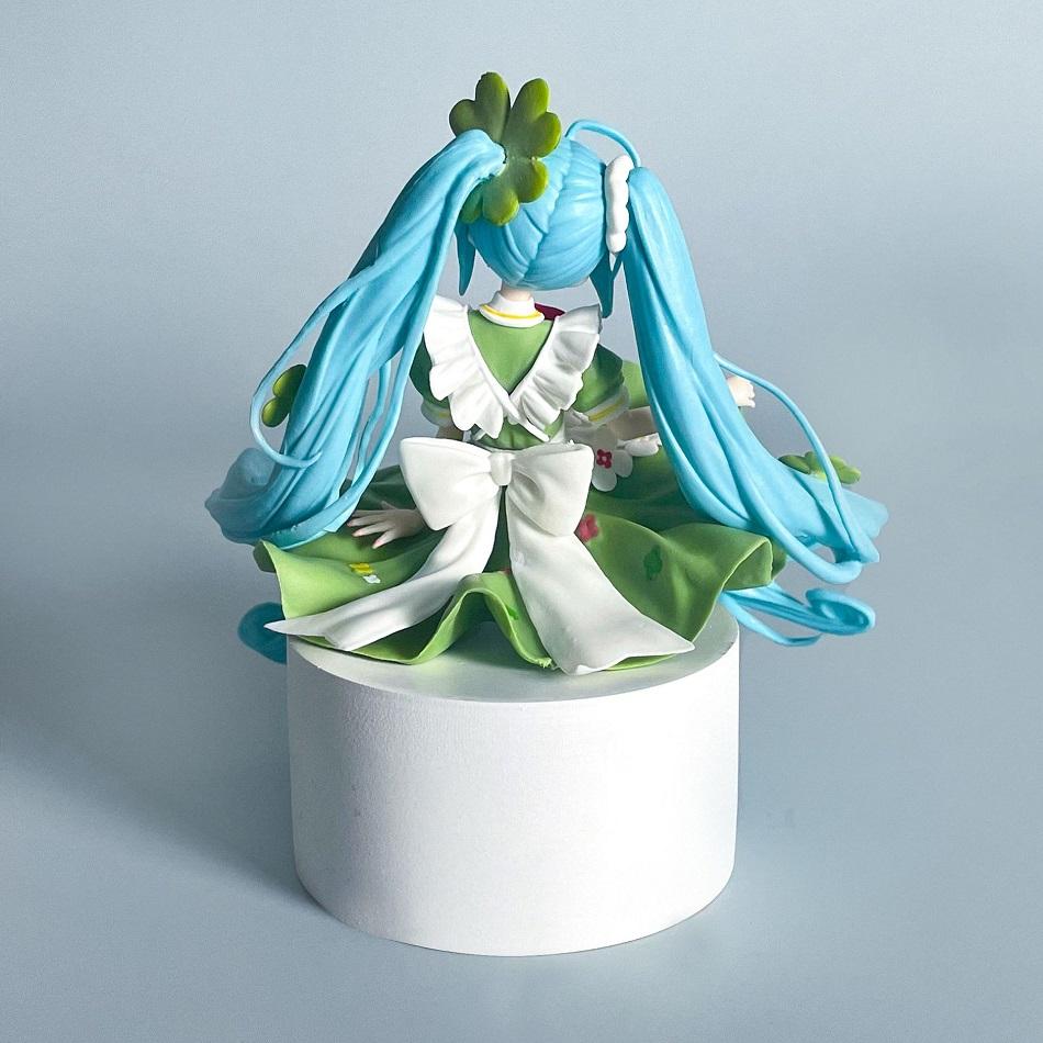 16CM Hatsune Miku Anime Figure Four leaf Grass Fairy Pretty Girl Action Figures Kawaii Girl Figurine PVC Collection Model Toys