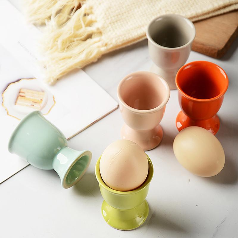 Ceramic Egg Cup Holders Candy Color Creative Serving Cups For Kitchen Egg Holder Cup Breakfast Banquet Eggs Supplies
