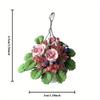 1pcs Garden Balcony Flower Arrangement Ceramic Planter Can Hang Pink Rose Bush Crafts Miniature Scene Ornaments Potted Plants Garden Greenery