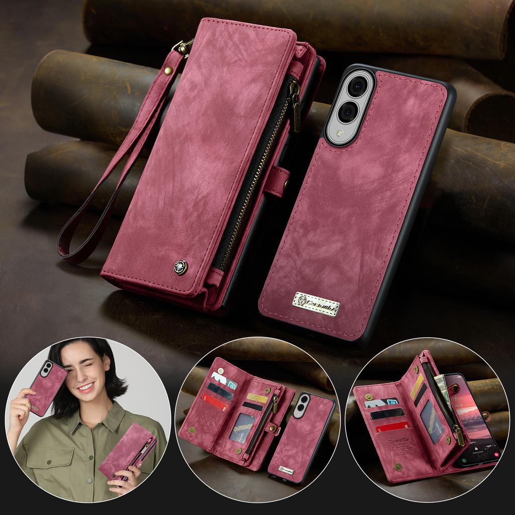 Для Samsung Galaxy S25 Edge Чехлы для телефона CASEME Кожаный чехол со съемным кошельком и ремешком