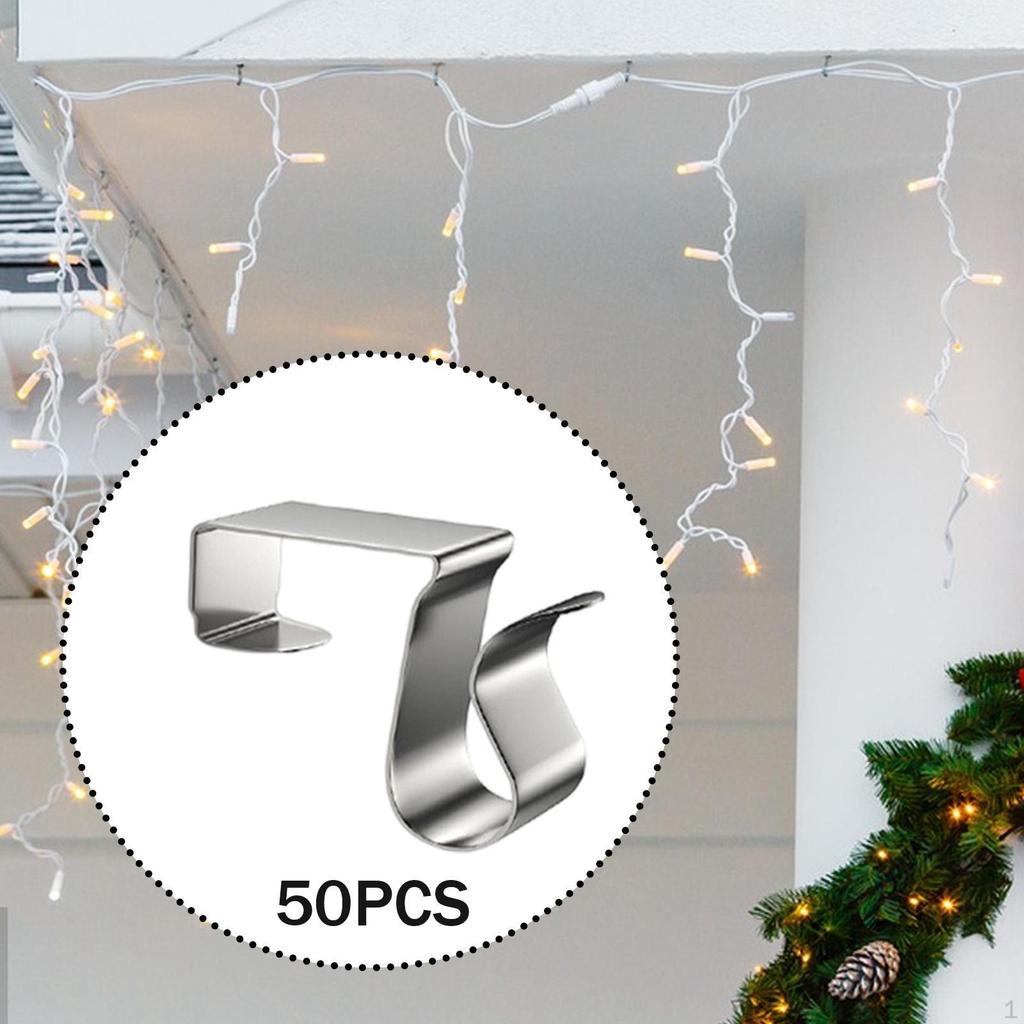 50 Pieces Gutter Clips for Weatherproof Light Hangers Hooks Roof Seasonal Lighting