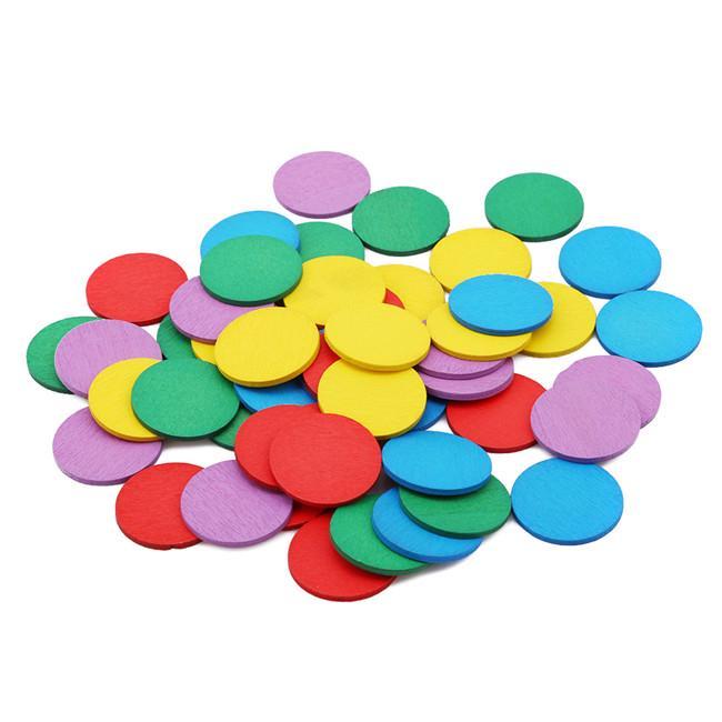 100 шт. круглые цветные математические формы познавательные деревянные игрушки Монтессори игрушка образование для детей арифметическая фигура