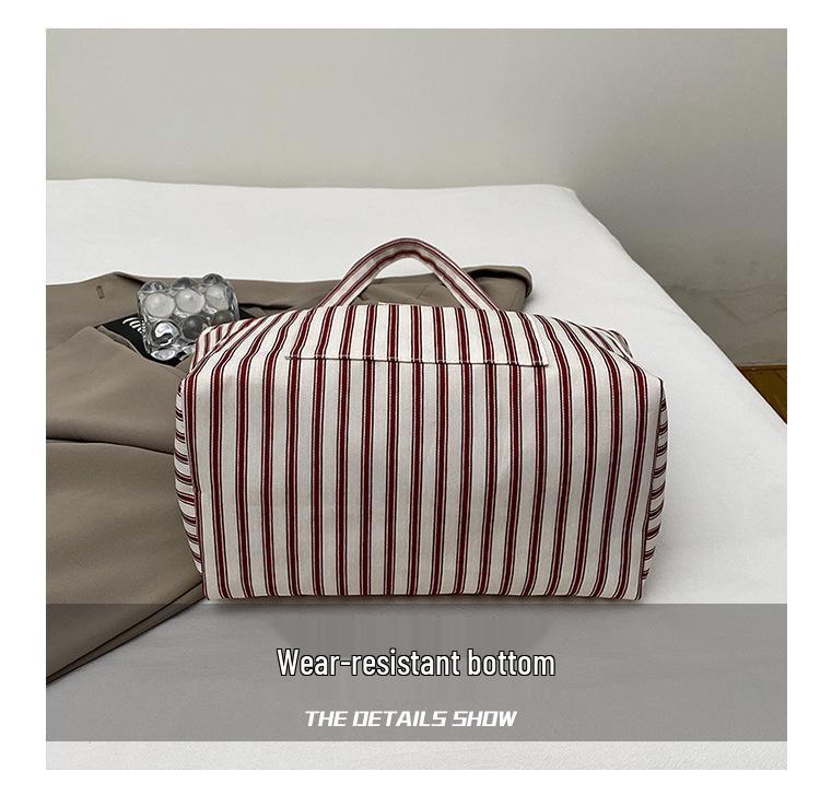 Holiday French Stripe Canvas Tote: Versatile, Lightweight Shoulder Bag with Large Capacity for Women