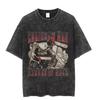 Chainsaw Man Washed Cotton Men Women Vintage Japan Anime Oversize Shirt Streetwear Short Sleeve Shirt Loose Cotton Tops