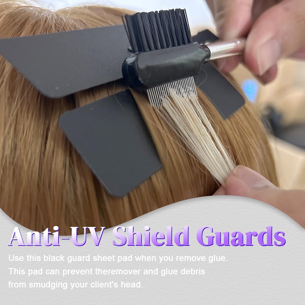 Комплект для наращивания волос с УФ-лампой — включает в себя защитные экраны от УФ-излучения, 30 г УФ-клея, 30 мл средства для удаления клея, быстросохнущие УФ-наращиваемые волосы и расческу