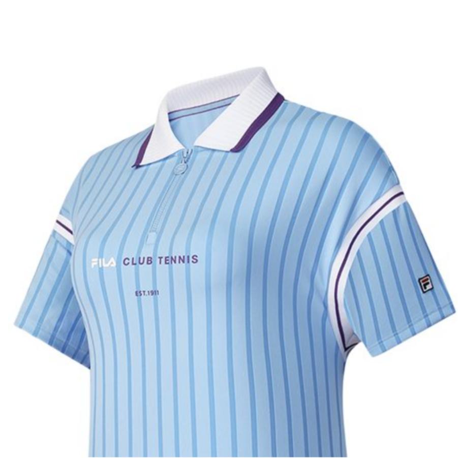 Fila Спортивная защита от солнца Дышащая теннисная футболка-поло с коротким рукавом Женские топы Колокольчиково-синий A11W433106FLB