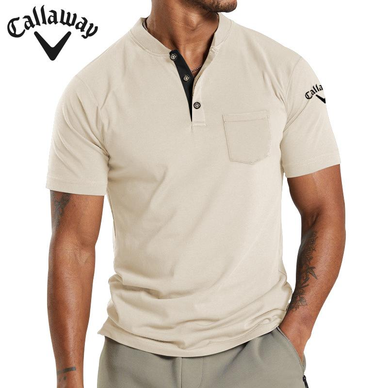 Callaway Летняя вышивка Новая большая мужская футболка с коротким рукавом и карманом на пуговицах Поло