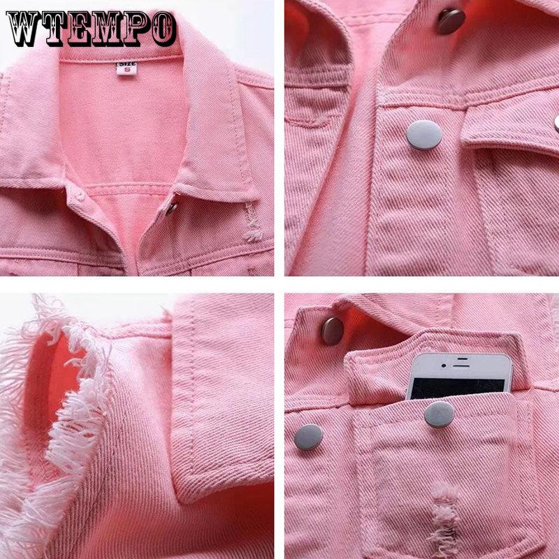 WTEMPO разноцветный повседневный джинсовый жилет, женский модный весенне-летний универсальный тонкий рваный короткий жилет без рукавов с необработанными краями