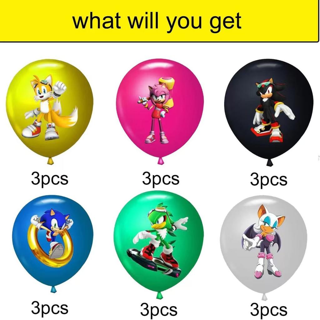 20Pcs The Hedgehog Birthday Balloons  Cartoon Latex Balloons For Kids Game Theme Party Decorations Birthday Party Supplies
