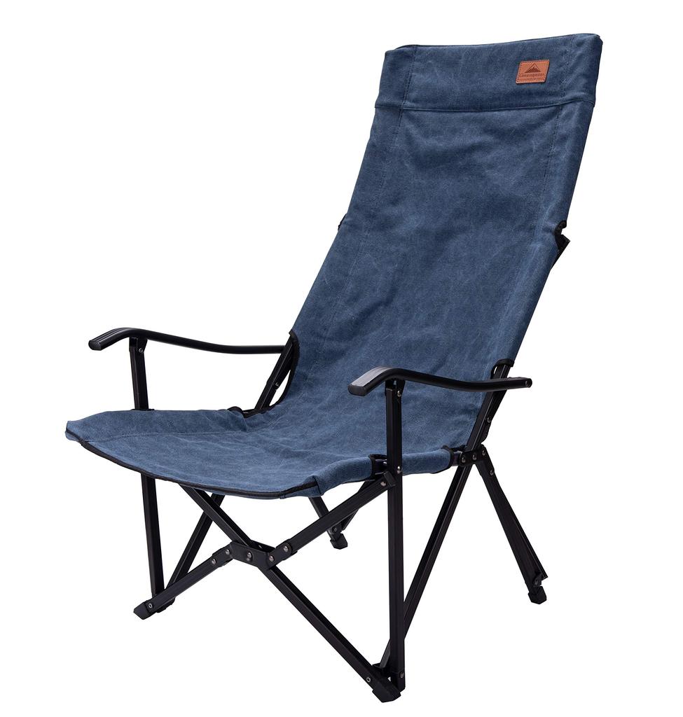CAMPING MOON Relaxing Low Chair, Low-Style Chair, Canvas Fabric, Long Size, Denim, F-1002C-BL