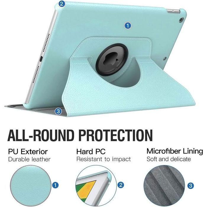 Coque de Protection - BOOLING - pour iPad Air 3 / pour iPad Pro 10,5" - Support Rotatif - Bleu - Cuir Synthétique