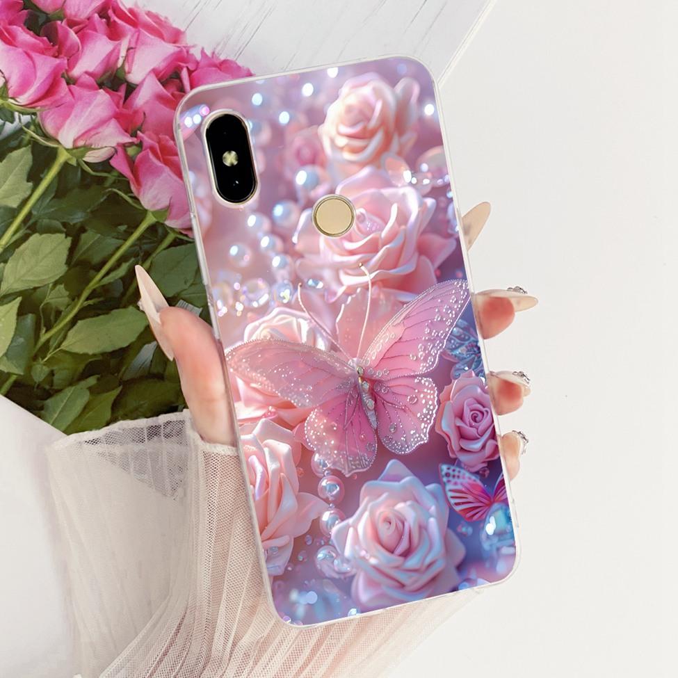 Cover For Redmi S2 Case Y2 Transparent Cute Cat Fashion Butterfly Funny Painted Casing For Redmi Y2 M1803E6G M1803E6H M1803E6I