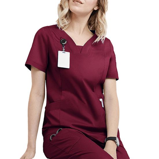 Женский комплект больничной формы из 2 шт./компл., комплект с v-образным вырезом и короткими рукавами, карманами, топы с эластичной резинкой на талии, комплект штанов для бега, быстросохнущий больничный стоматологический костюм медсестры