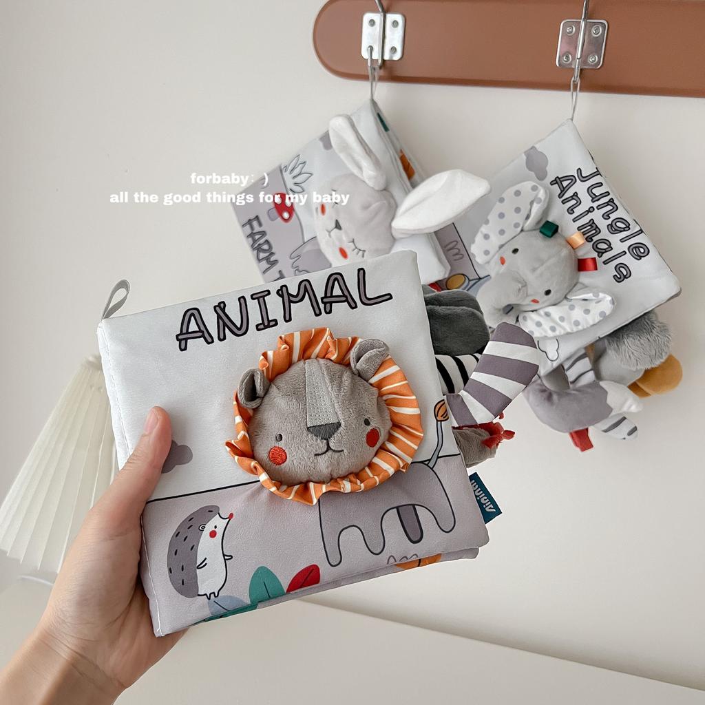 Детская тканевая книга игрушки животные мягкие обучающие развивающие игрушки для развития младенцев Монтессори сенсорные книги детские игрушки 0 12 месяцев