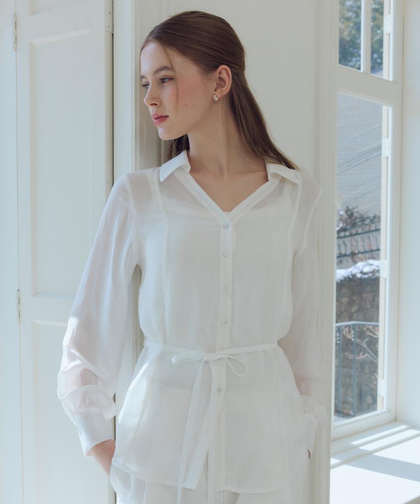 ITOV SEOUL Блузка из купро с защипами Белая