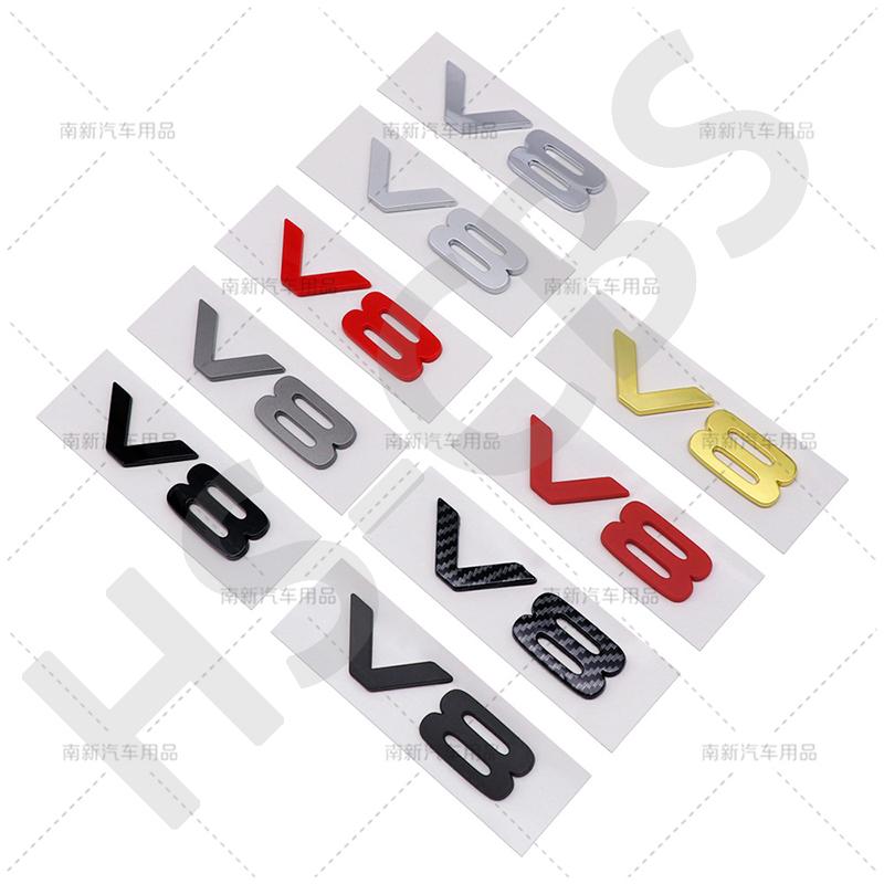 3D ABS Car Engine Displacement Logo V8 Letter Embelm Rear Trunk Badge Auto Tailgate Stickers