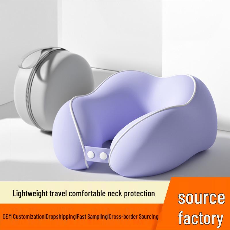 Portable Memory Foam U-Shaped Travel Neck Pillow for Car, Train, and Airplane